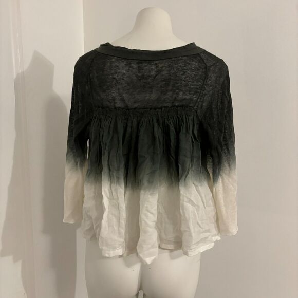 Ryu Linen Blend Ombre Lightweight Flowy Boho Hippie Tie Front Top size Medium - Picture 2 of 11